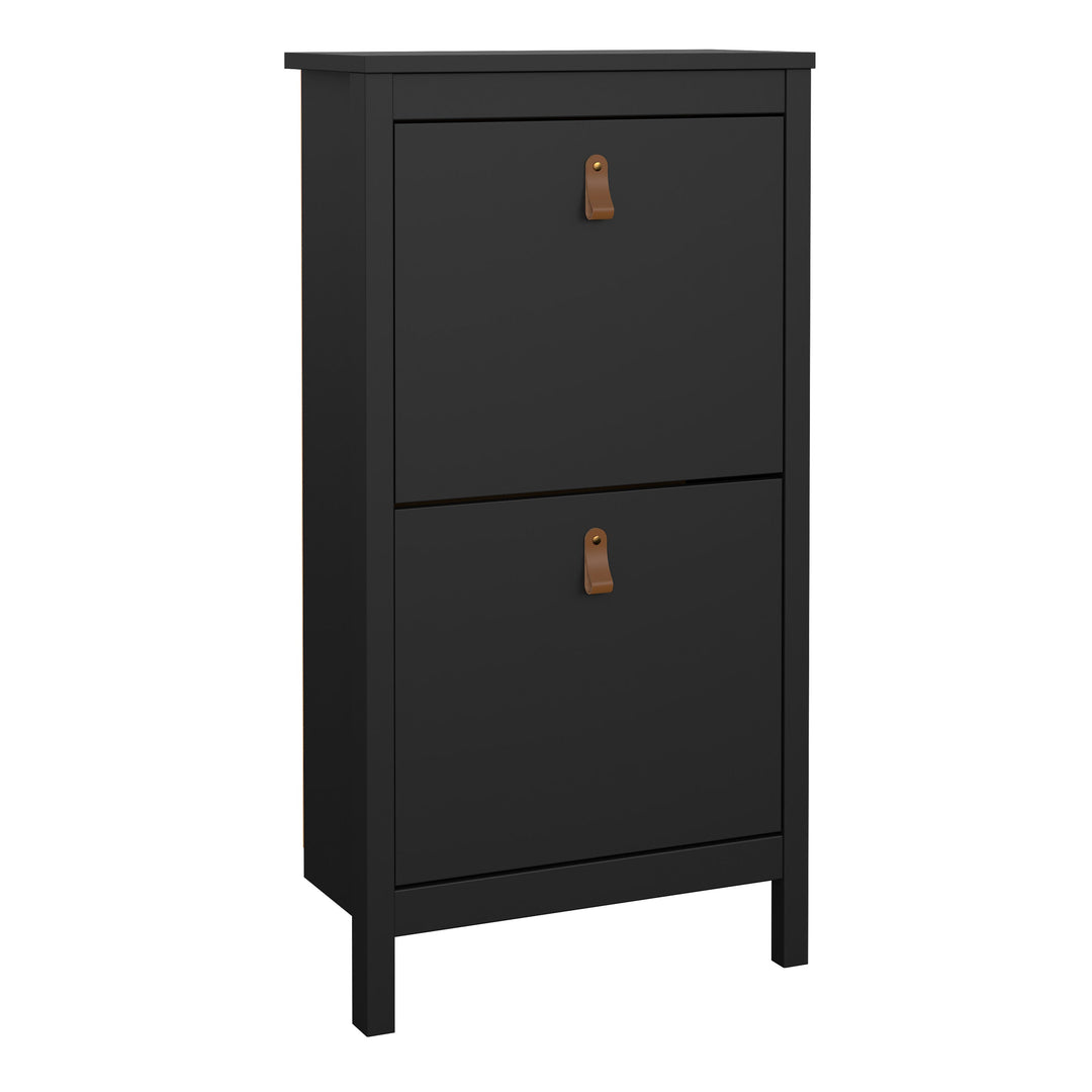 Barcelona Shoe Cabinet 2 flap doors Matt Black - TidySpaces