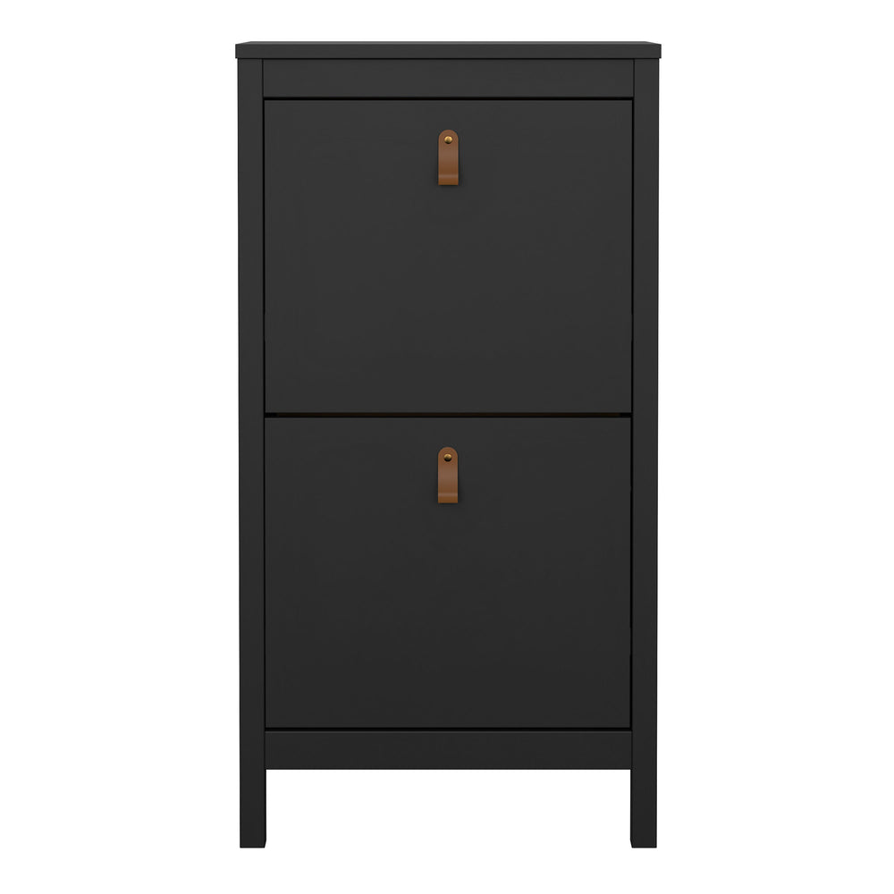 Barcelona Shoe Cabinet 2 flap doors Matt Black - TidySpaces