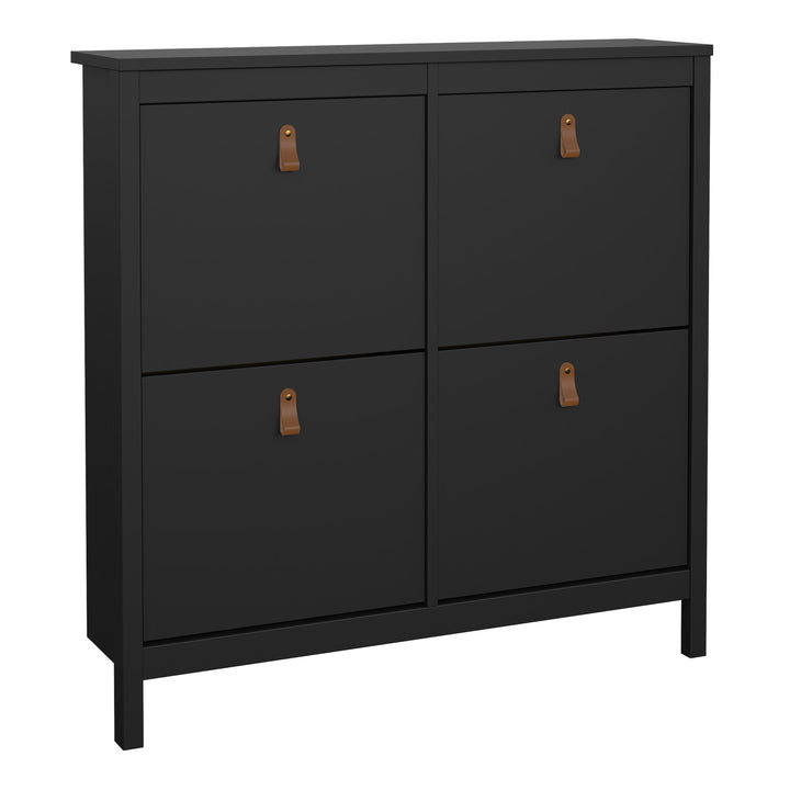 Barcelona Shoe cabinet 4 compartments in Matt Black - TidySpaces