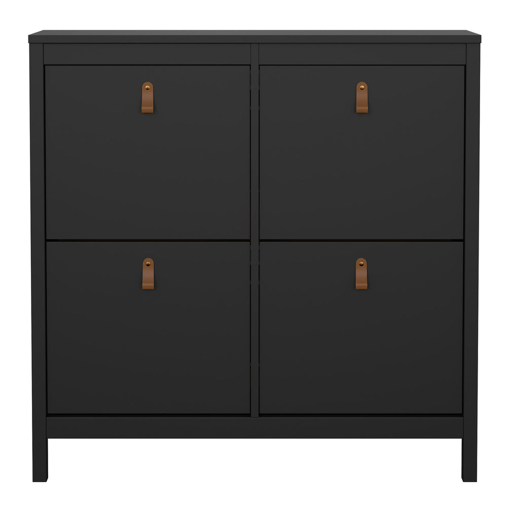 Barcelona Shoe cabinet 4 compartments in Matt Black - TidySpaces