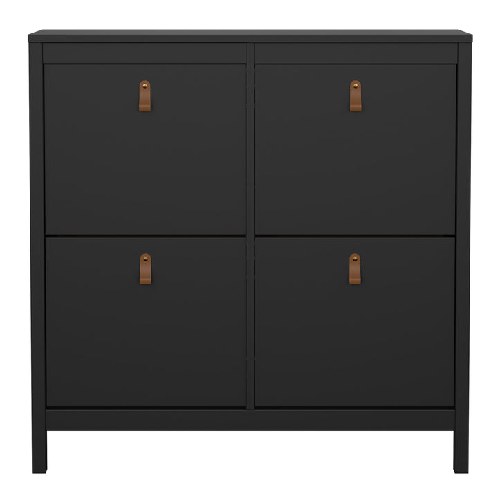 Barcelona Shoe cabinet 4 compartments in Matt Black - TidySpaces