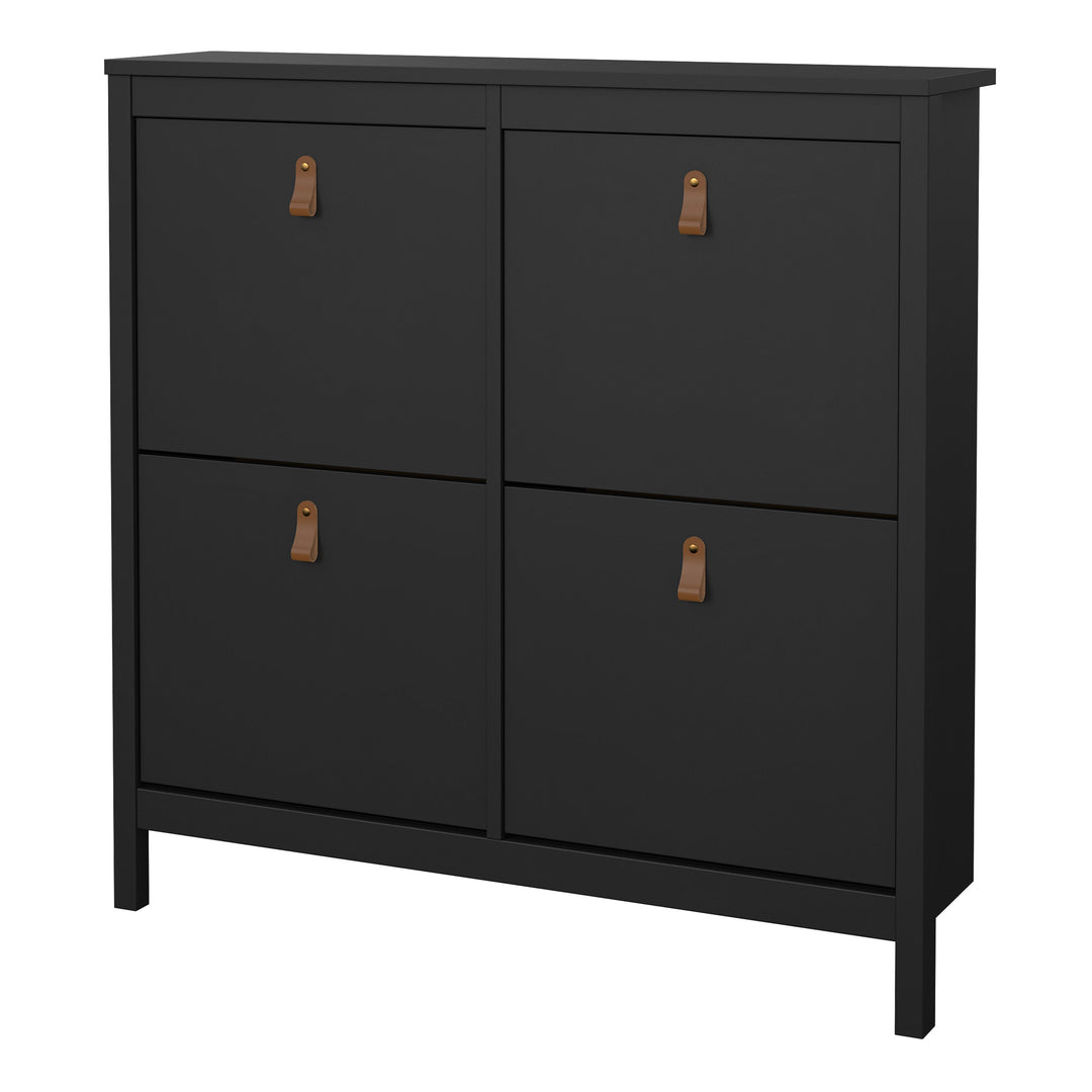 Barcelona Shoe cabinet 4 compartments in Matt Black - TidySpaces