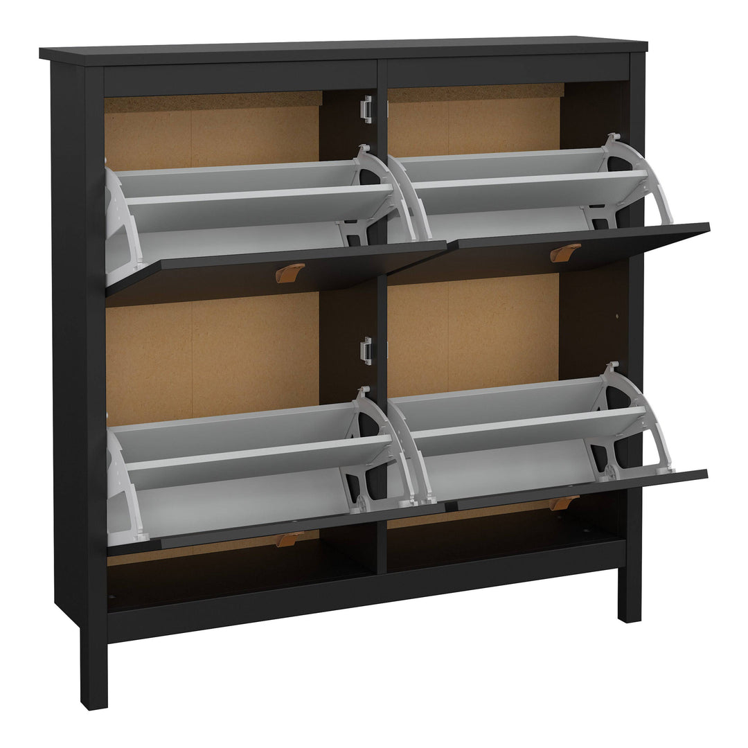 Barcelona Shoe cabinet 4 compartments in Matt Black - TidySpaces