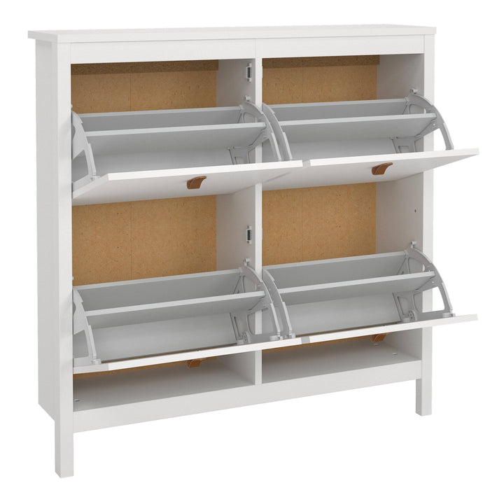 Barcelona Shoe cabinet 4 compartments in White - TidySpaces