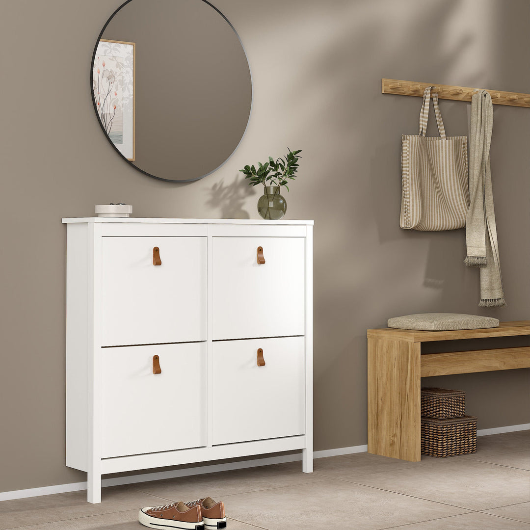 Barcelona Shoe cabinet 4 compartments in White - TidySpaces