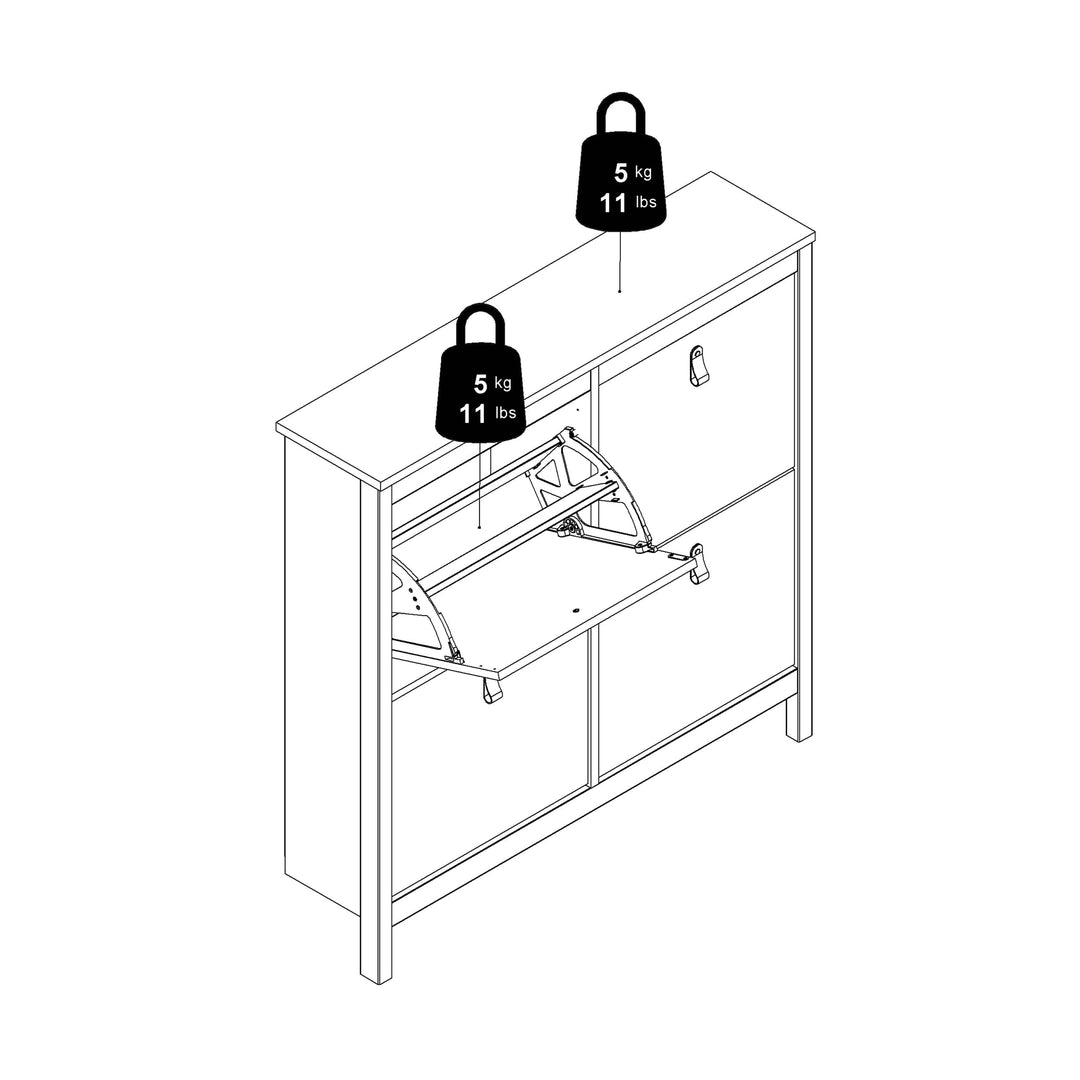 Barcelona Shoe cabinet 4 compartments in White - TidySpaces