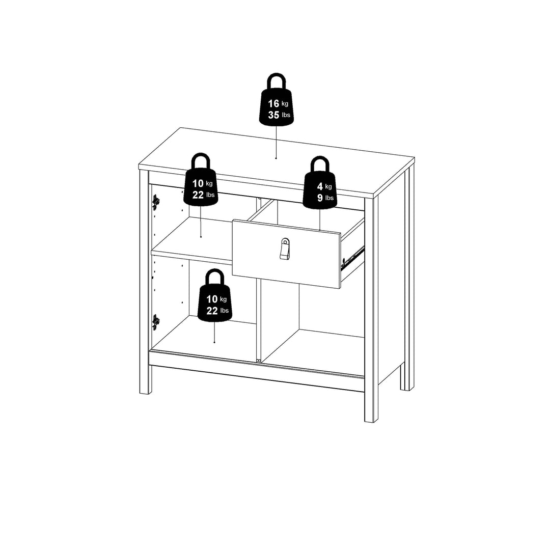 Barcelona Sideboard 2 doors + 1 drawer in Matt Black - TidySpaces