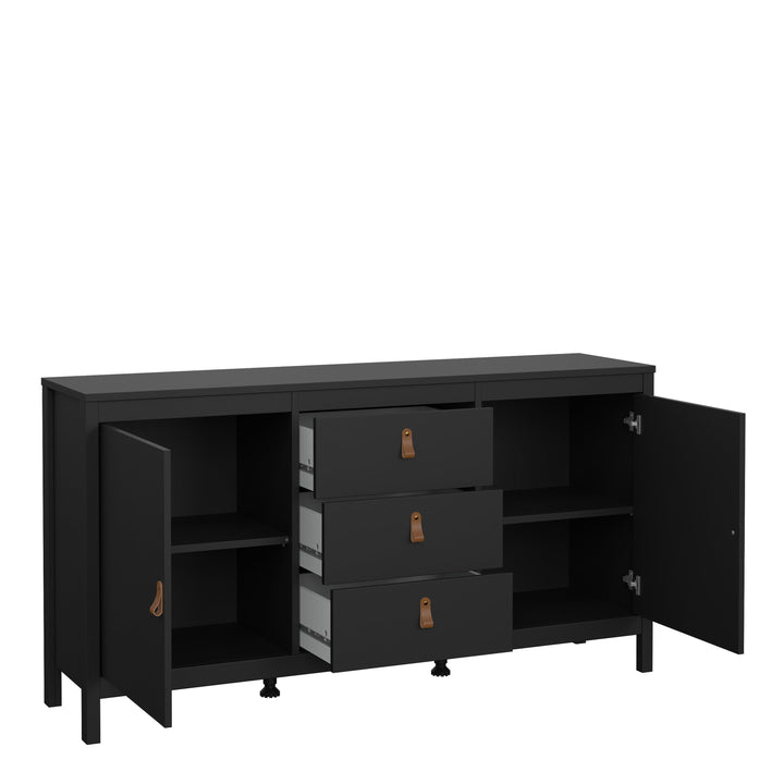 Barcelona Sideboard 2 doors + 3 drawers  in Matt Black - TidySpaces