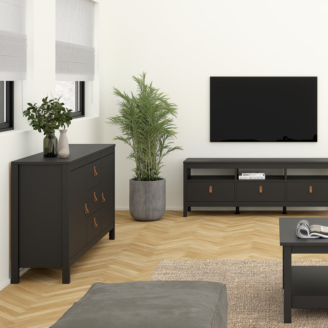 Barcelona Sideboard 2 doors + 3 drawers  in Matt Black - TidySpaces