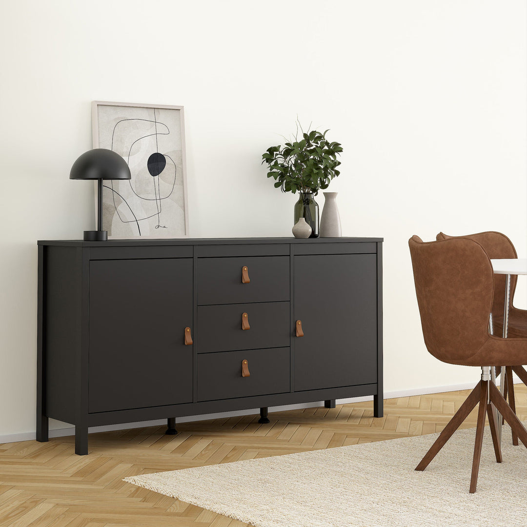 Barcelona Sideboard 2 doors + 3 drawers  in Matt Black - TidySpaces