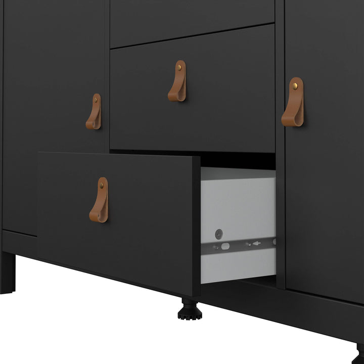 Barcelona Sideboard 2 doors + 3 drawers  in Matt Black - TidySpaces