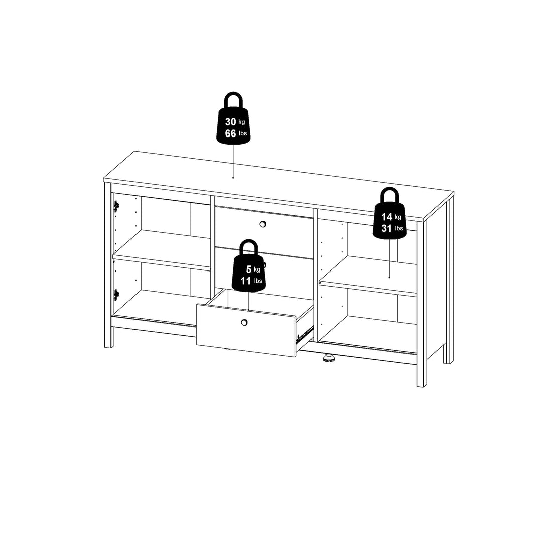 Barcelona Sideboard 2 doors + 3 drawers  in Matt Black - TidySpaces