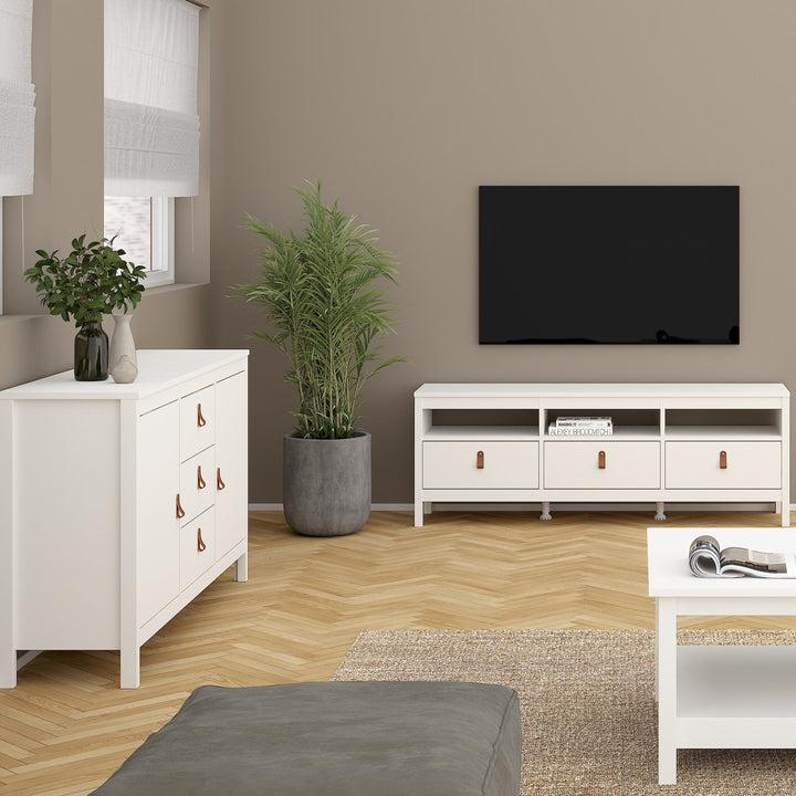 Barcelona Sideboard 2 doors + 3 drawers in White - TidySpaces