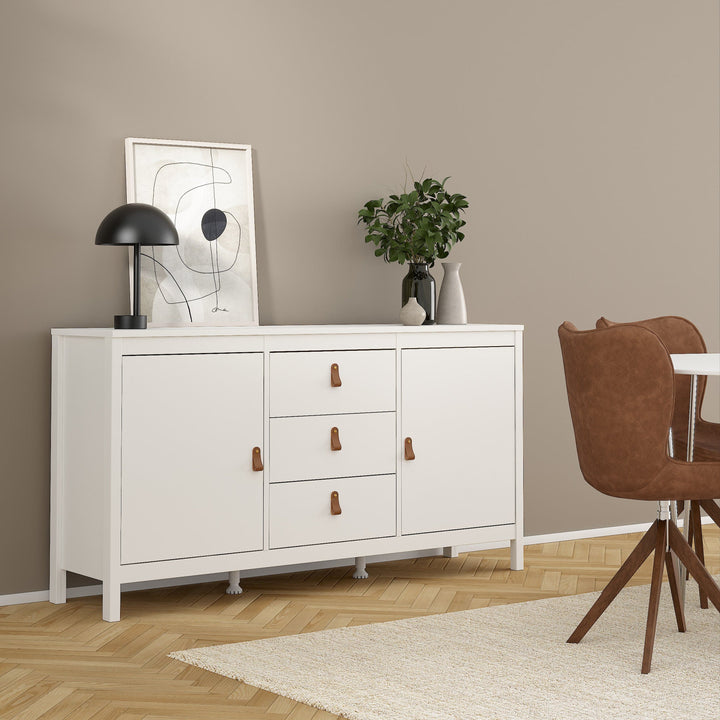 Barcelona Sideboard 2 doors + 3 drawers in White - TidySpaces