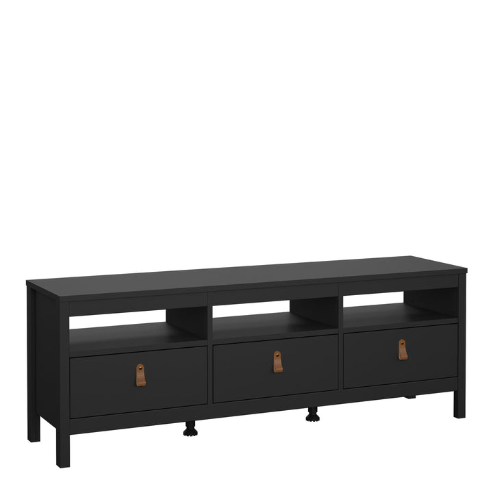 Barcelona Tv-unit 3 drawers in Matt Black - TidySpaces