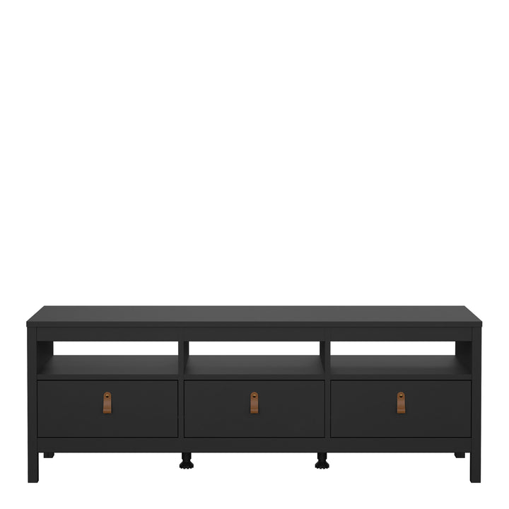 Barcelona Tv-unit 3 drawers in Matt Black - TidySpaces