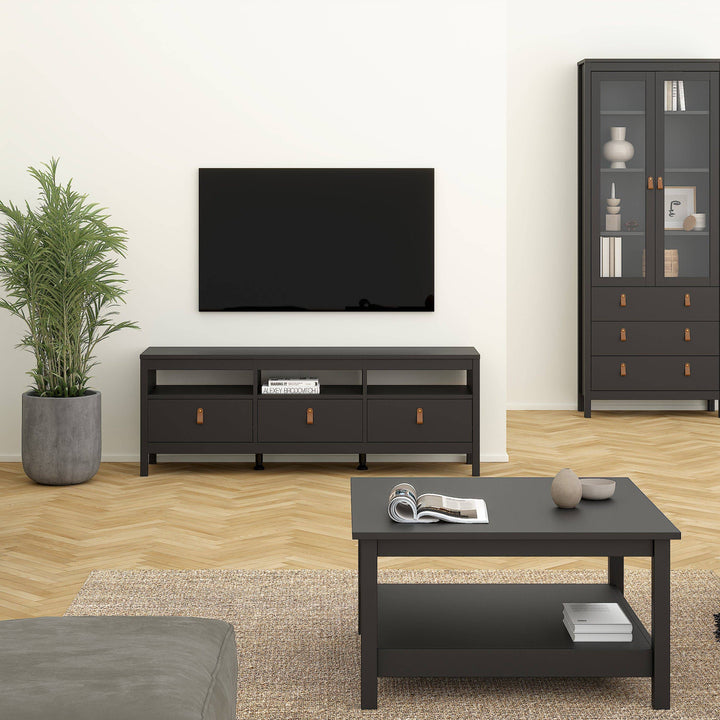 Barcelona Tv-unit 3 drawers in Matt Black - TidySpaces