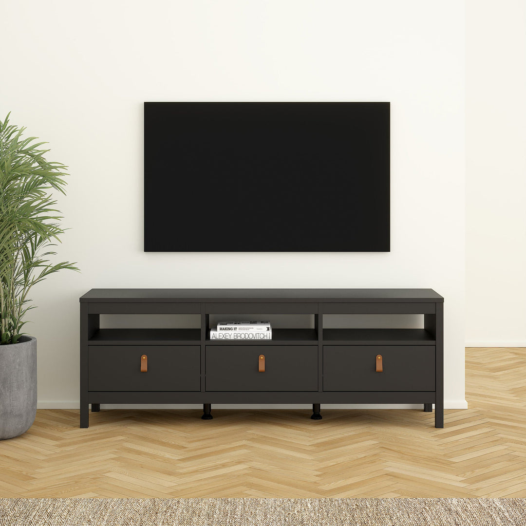 Barcelona Tv-unit 3 drawers in Matt Black - TidySpaces