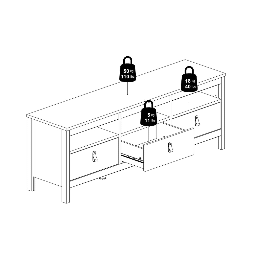 Barcelona Tv-unit 3 drawers in White - TidySpaces