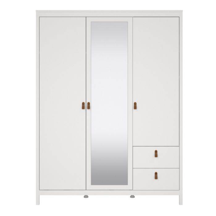 Barcelona Wardrobe with 2 doors + 1 mirror door + 2 drawers White - TidySpaces