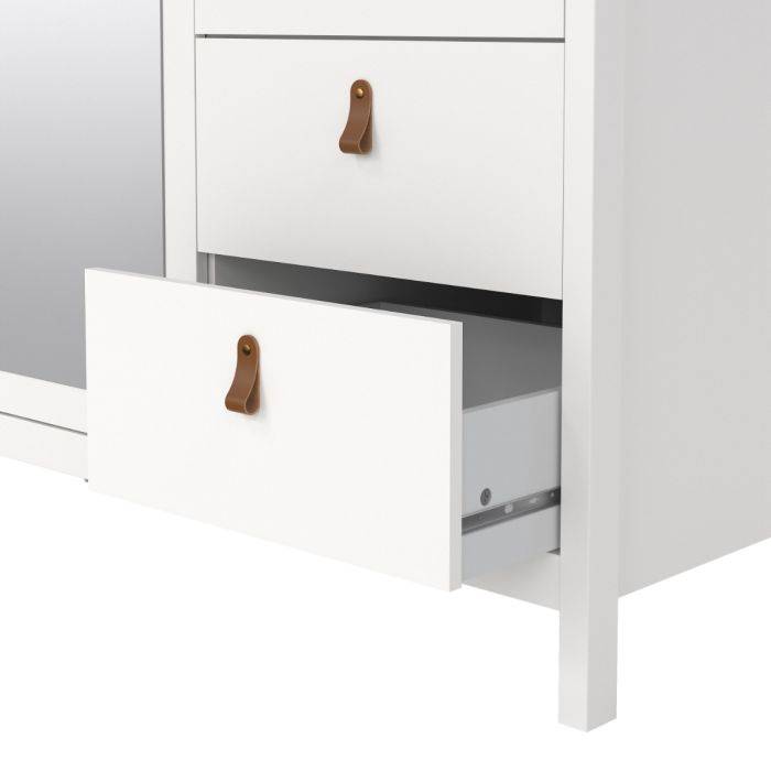 Barcelona Wardrobe with 2 doors + 1 mirror door + 2 drawers White - TidySpaces