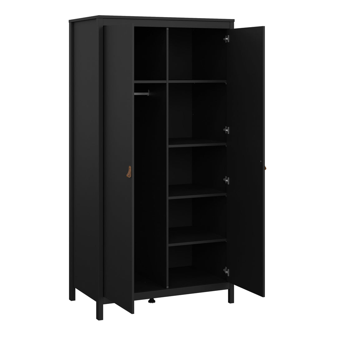 Barcelona Wardrobe with 2 doors in Matt Black - TidySpaces