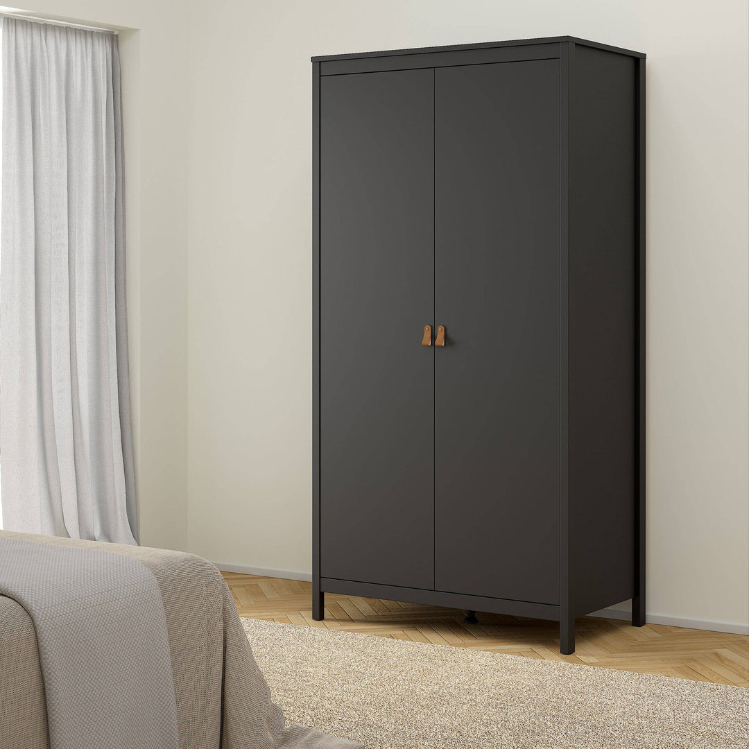 Barcelona Wardrobe with 2 doors in Matt Black - TidySpaces