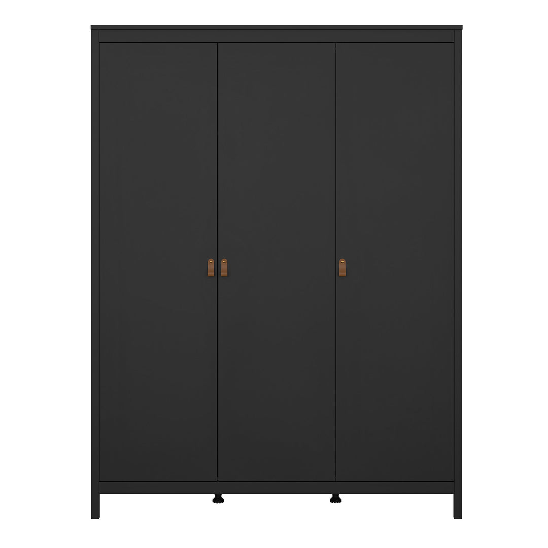 Barcelona Wardrobe with 3 doors in Matt Black - TidySpaces