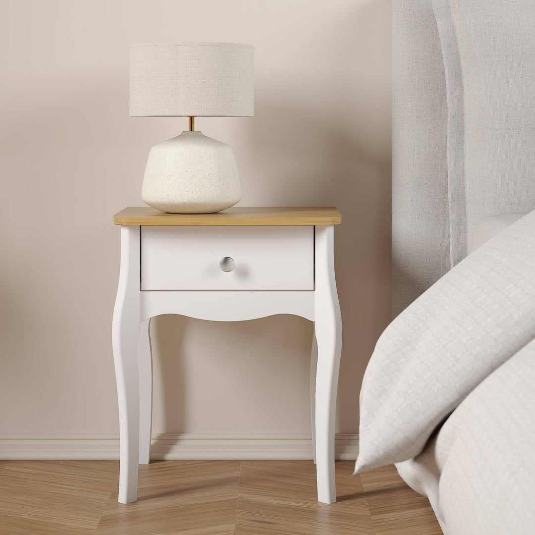 Baroque Nightstand Pure White Iced Coffee Lacquer - TidySpaces