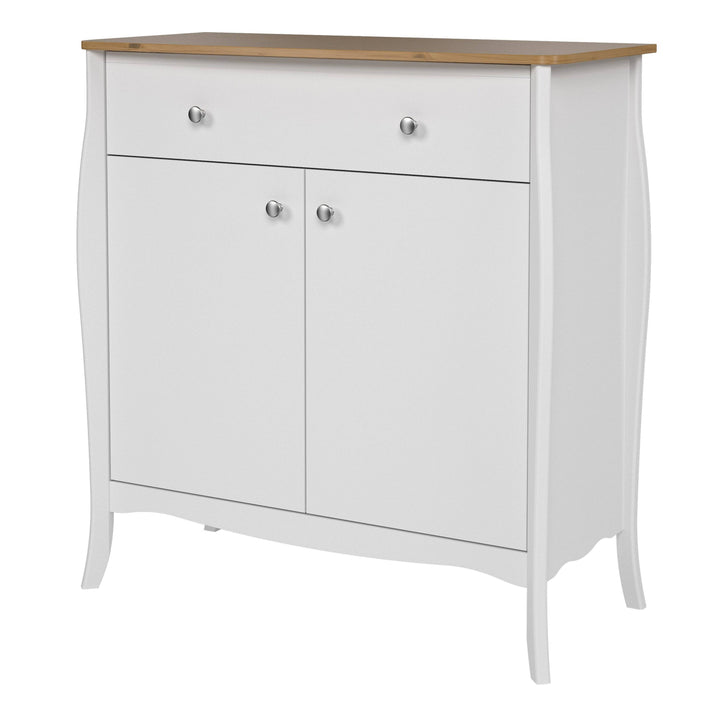 Baroque Sideboard 2 Doors + 1 Drawer, Pure White Iced Coffee Lacquer - TidySpaces