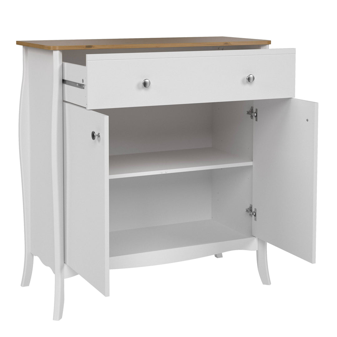 Baroque Sideboard 2 Doors + 1 Drawer, Pure White Iced Coffee Lacquer - TidySpaces