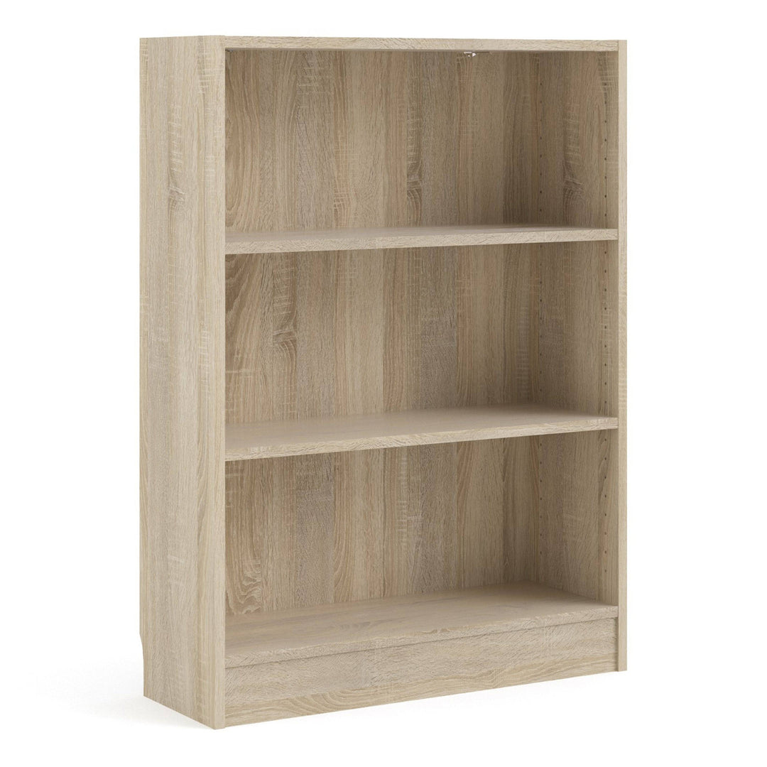 Basic Low Wide Bookcase (2 Shelves) in Oak - TidySpaces