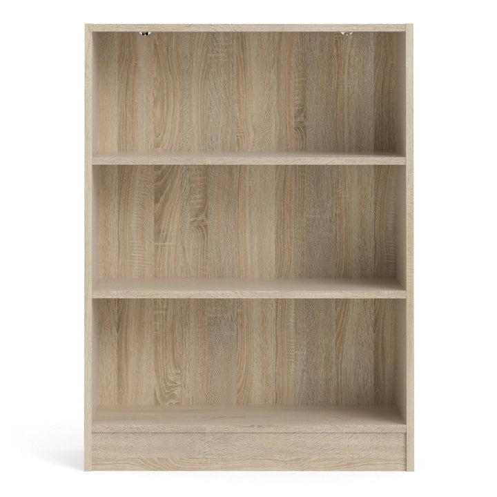 Basic Low Wide Bookcase (2 Shelves) in Oak - TidySpaces