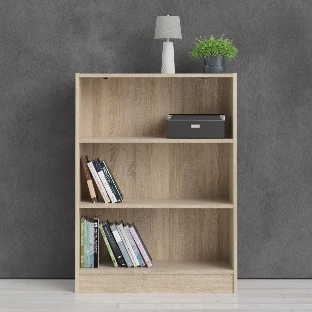 Basic Low Wide Bookcase (2 Shelves) in Oak - TidySpaces