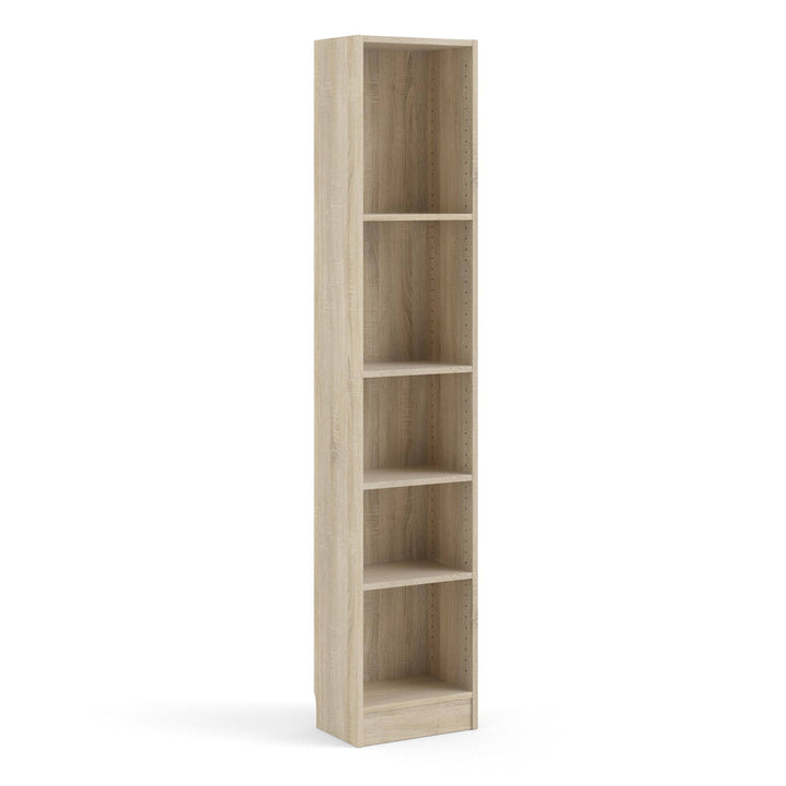 Basic Tall Narrow Bookcase (4 Shelves) in Oak - TidySpaces