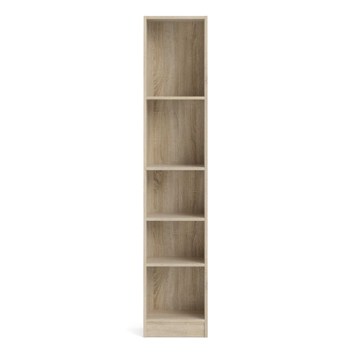 Basic Tall Narrow Bookcase (4 Shelves) in Oak - TidySpaces