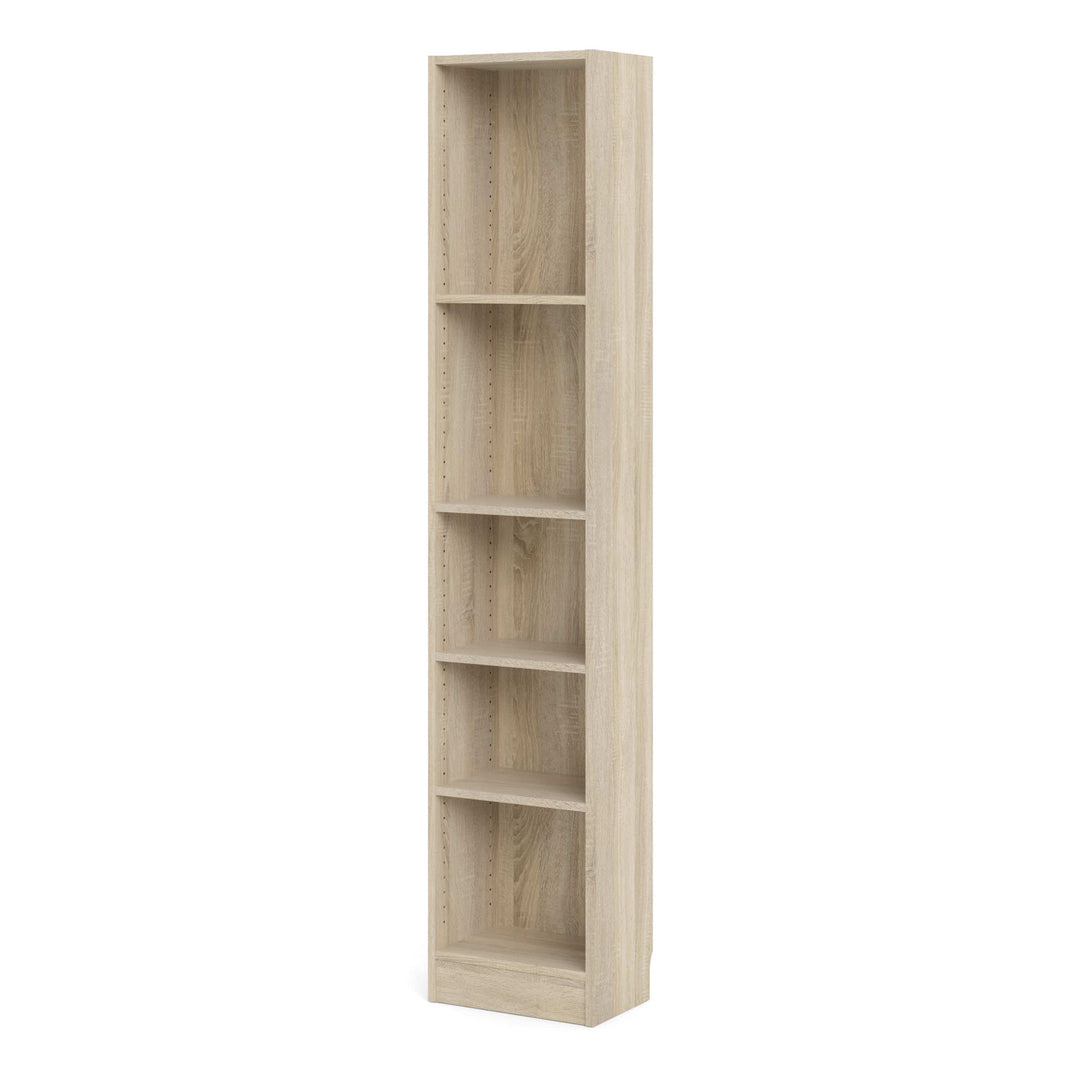 Basic Tall Narrow Bookcase (4 Shelves) in Oak - TidySpaces