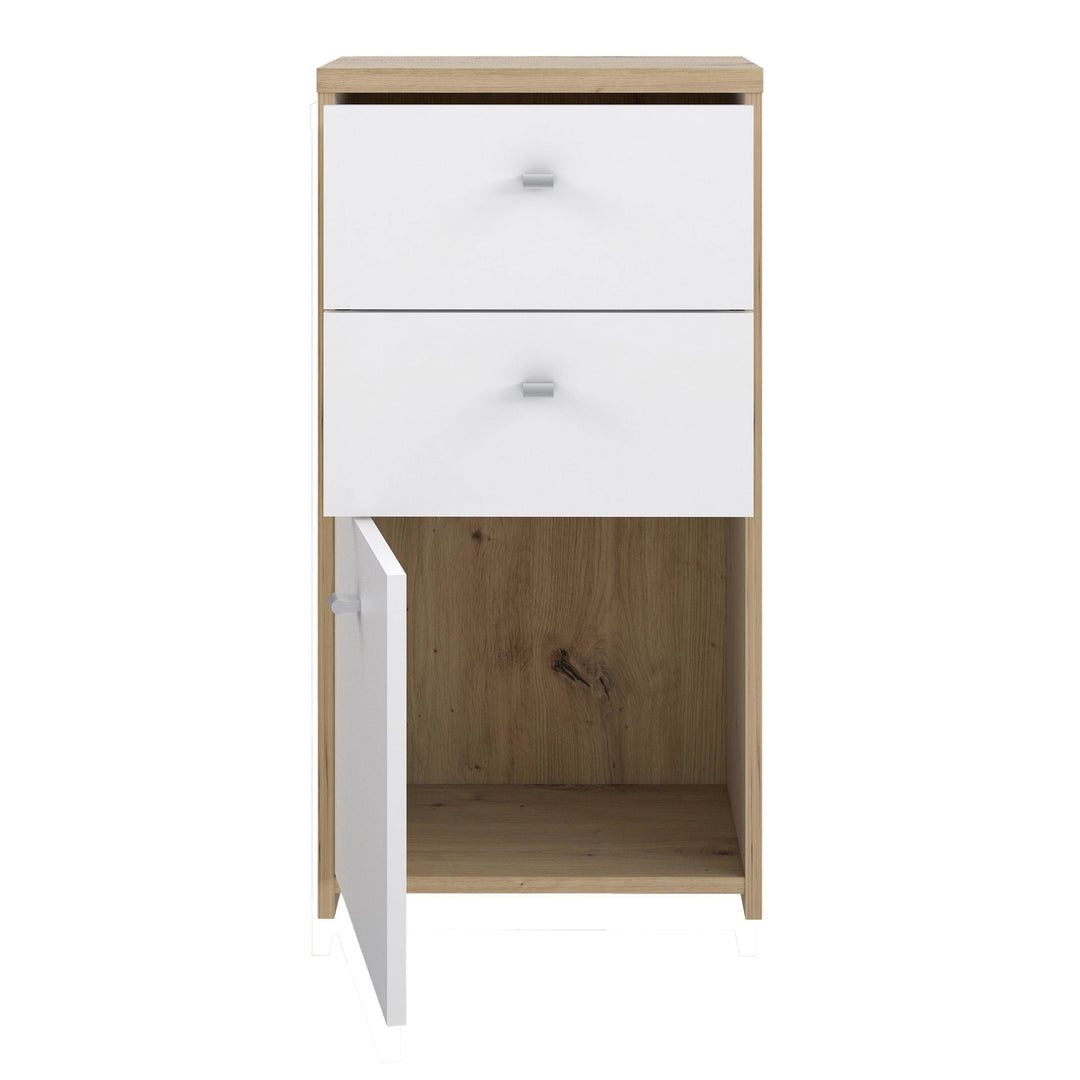 Best Chest Storage Cabinet 2 Drawers 1 Door in Artisan Oak/White - TidySpaces