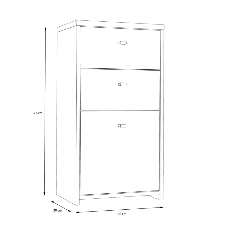Best Chest Storage Cabinet 2 Drawers 1 Door in Concrete Optic Dark Grey/Old - Wood Vintage - TidySpaces