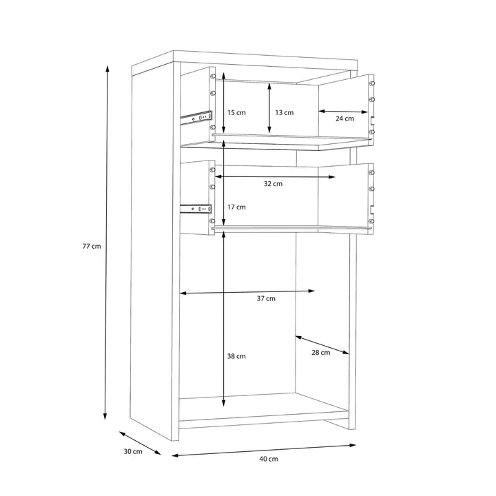 Best Chest Storage Cabinet 2 Drawers 1 Door in Concrete Optic Dark Grey/Old - Wood Vintage - TidySpaces