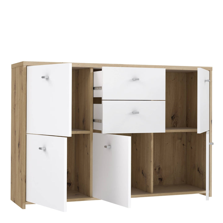 Best Chest Storage Cabinet with 2 Drawers and 5 Doors in Artisan Oak/White - TidySpaces