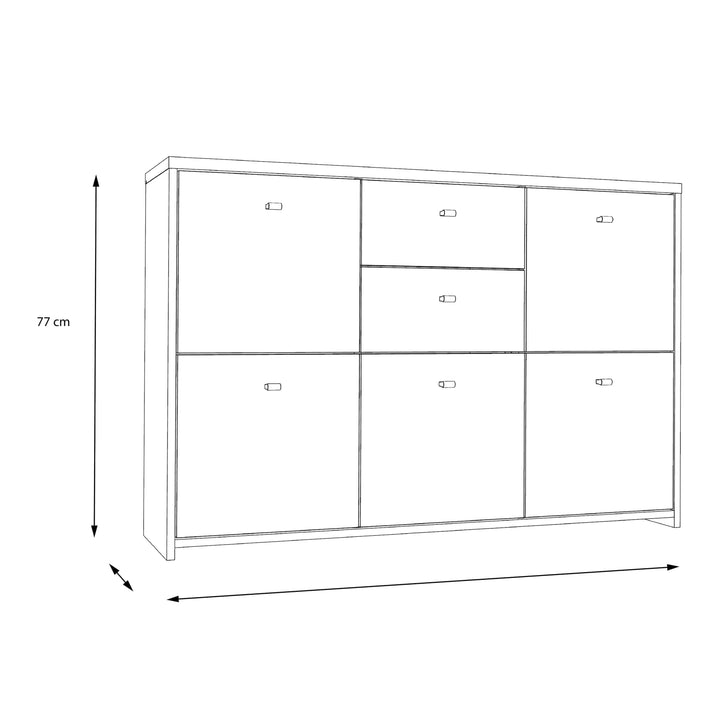 Best Chest Storage Cabinet with 2 Drawers and 5 Doors in Concrete Optic Dark Grey/Old - Wood Vintage - TidySpaces