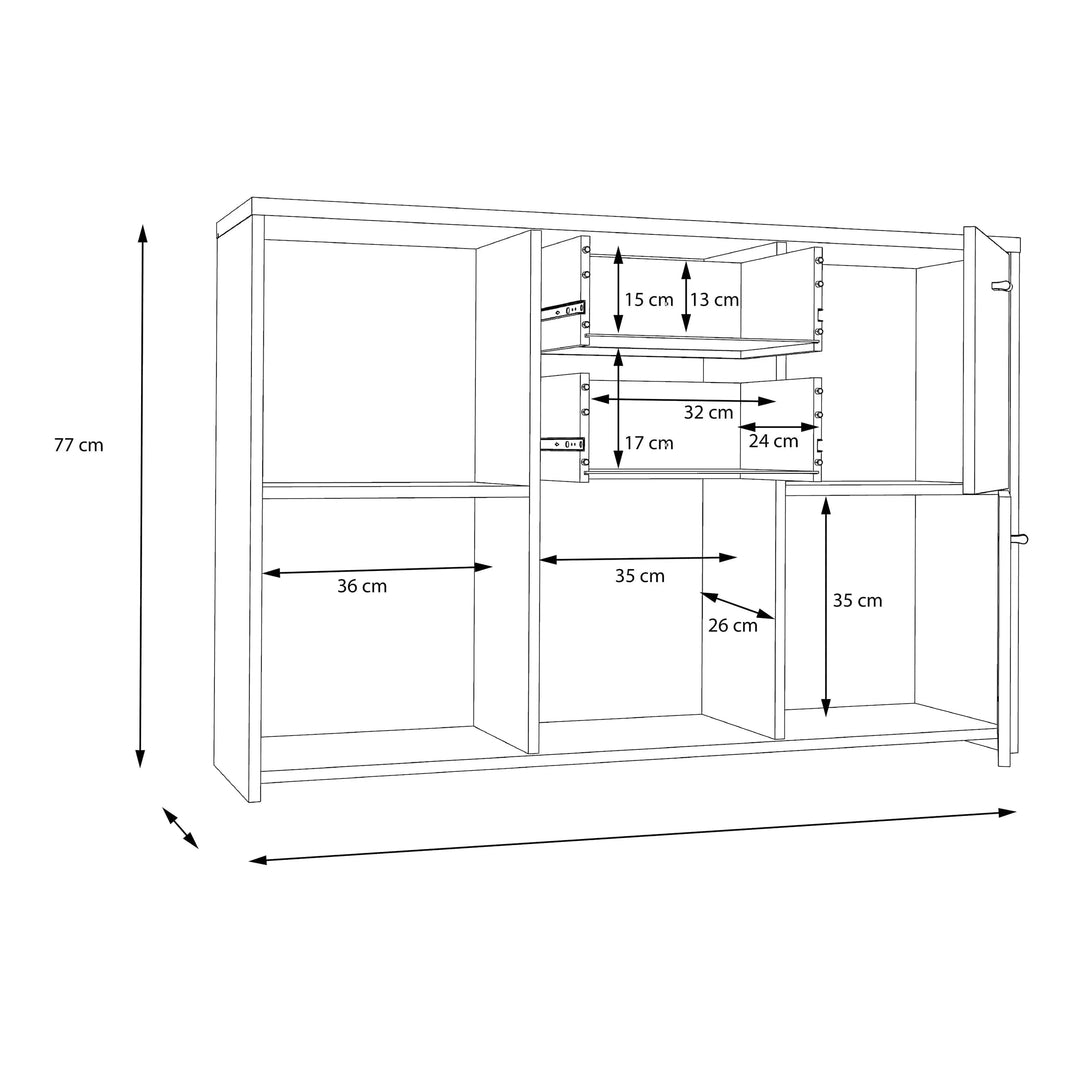 Best Chest Storage Cabinet with 2 Drawers and 5 Doors in Concrete Optic Dark Grey/Old - Wood Vintage - TidySpaces
