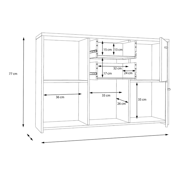 Best Chest Storage Cabinet with 2 Drawers and 5 Doors in Concrete Optic Dark Grey/Old - Wood Vintage - TidySpaces