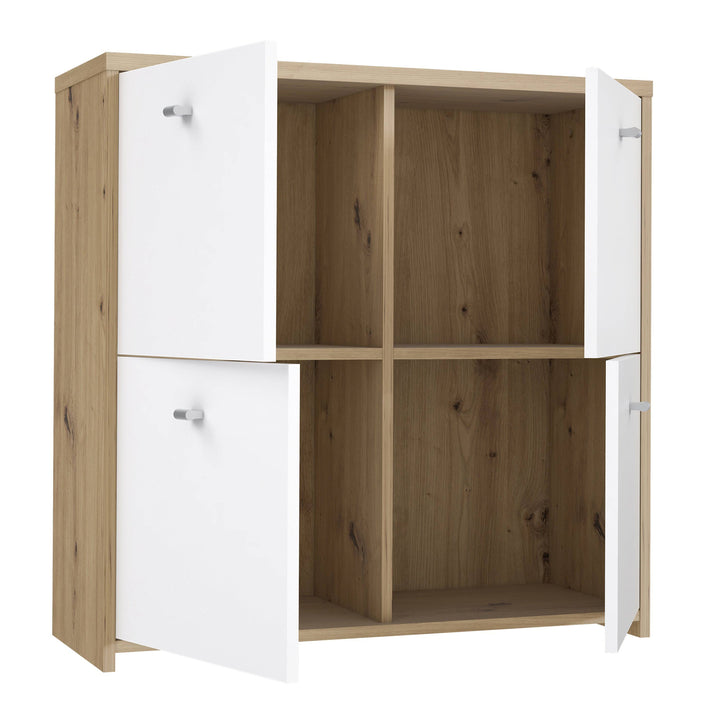 Best Chest Storage Cabinet with 4 Doors in Artisan Oak/White - TidySpaces