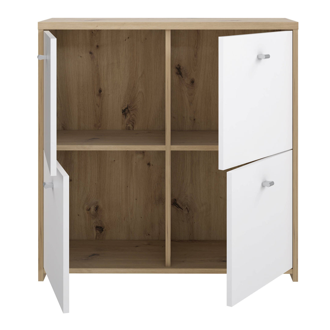 Best Chest Storage Cabinet with 4 Doors in Artisan Oak/White - TidySpaces