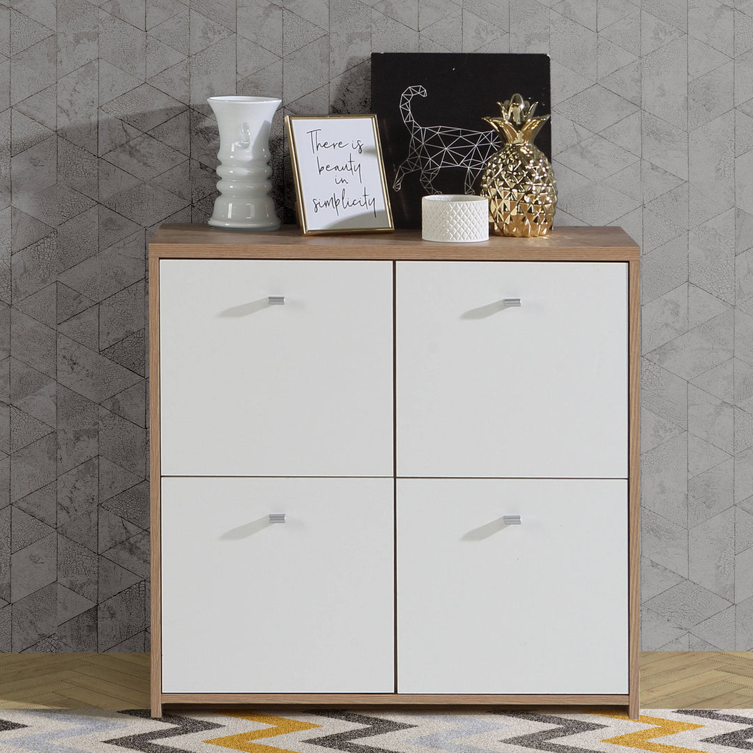 Best Chest Storage Cabinet with 4 Doors in Artisan Oak/White - TidySpaces