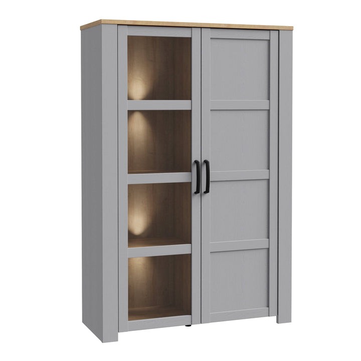 Bohol Display Cabinet in Riviera Oak/Grey Oak - TidySpaces