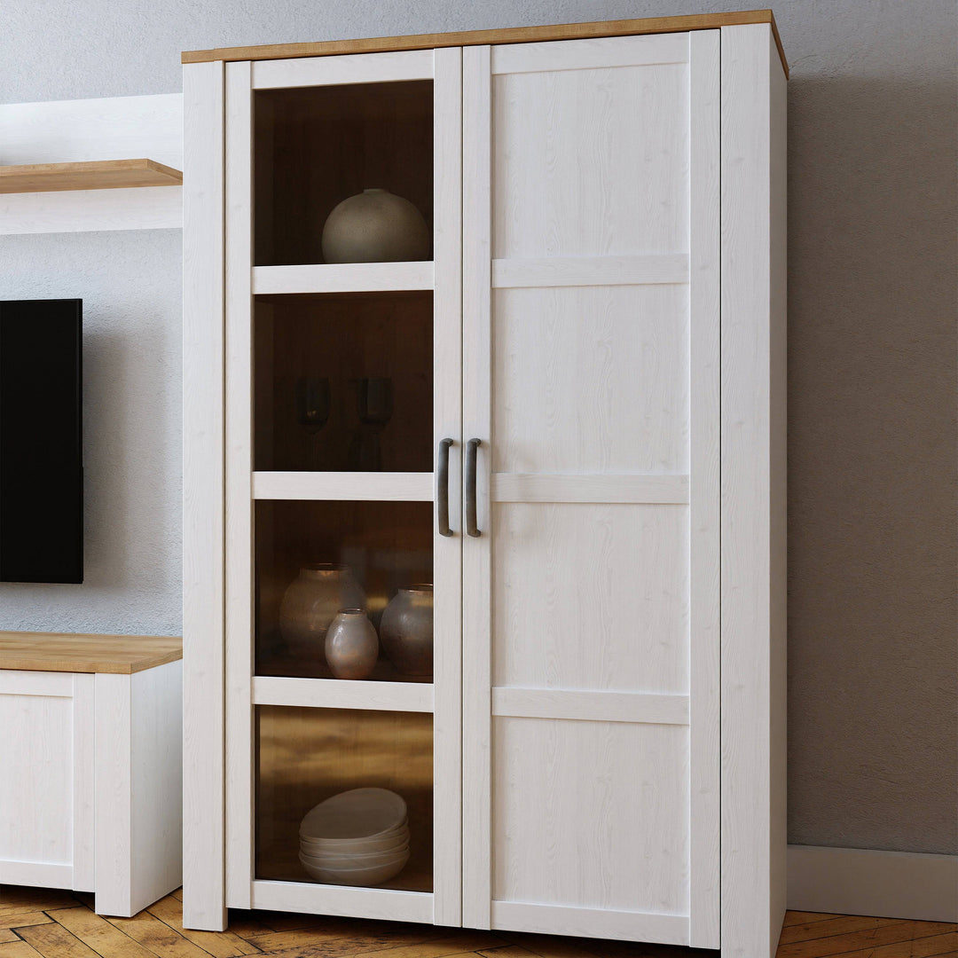 Bohol Display Cabinet in Riviera Oak/White - TidySpaces