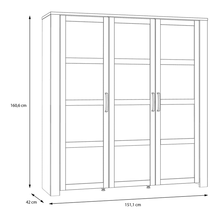 Bohol Large Display Cabinet in Riviera Oak/Grey Oak - TidySpaces